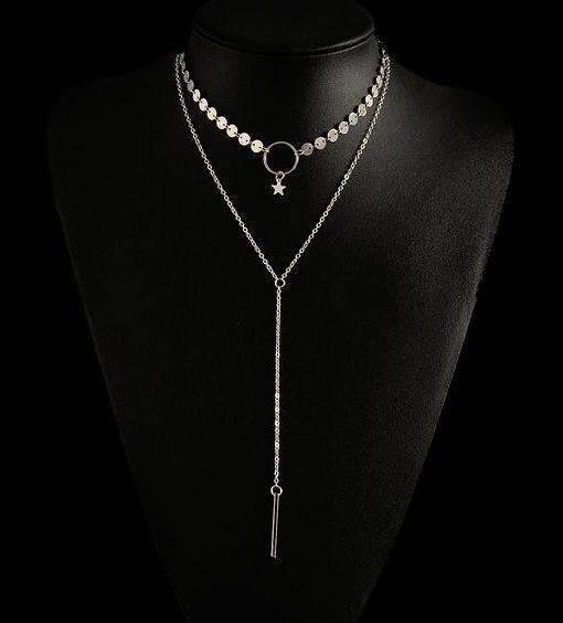 Collier tendance étoile argent