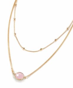 Collier femme pierre rose