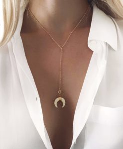 Collier cadeau femme - corne blanc