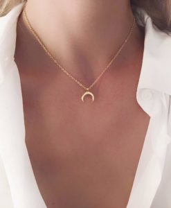 Collier cadeau original femme- corne or