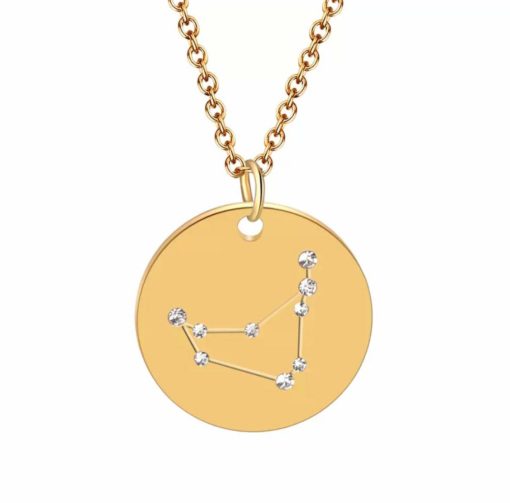 Collier constellation capricorne plaque or