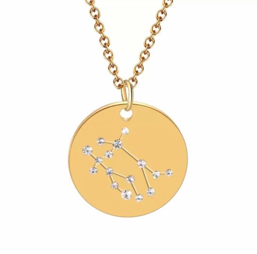 Collier constellation gemeaux plaque or