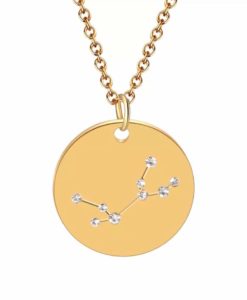 Collier constellation vierge plaque or