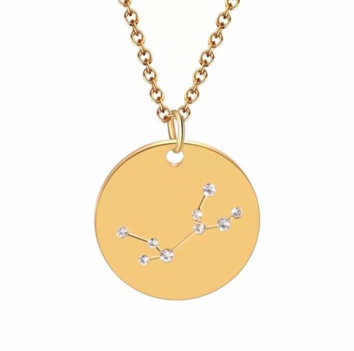 Collier constellation vierge plaque or