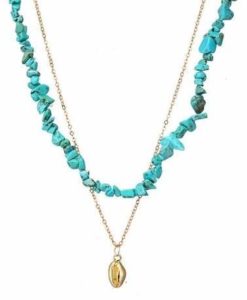 Collier coquillage dore