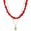 Collier coquillage rouge