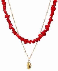 Collier coquillage rouge