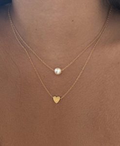 collier deux rangs coeur