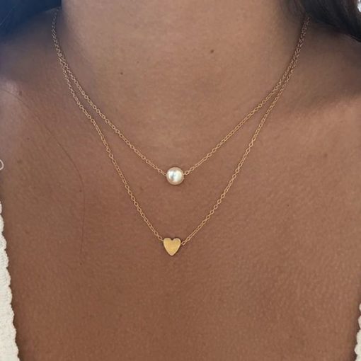 collier deux rangs coeur