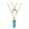 collier multirangs corne pierre turquoise or