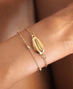 Bracelet chaine doree coquillage