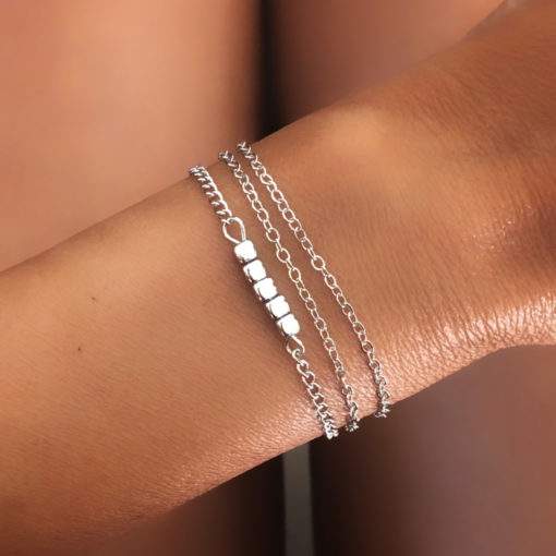 Bracelet multirang chaine argentee