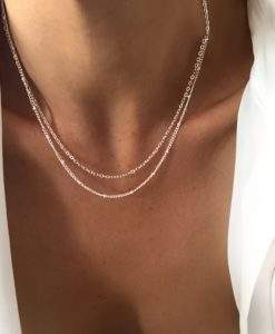 Collier multirang chaine perlee argent