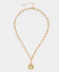 Collier grosse maille medaille doree