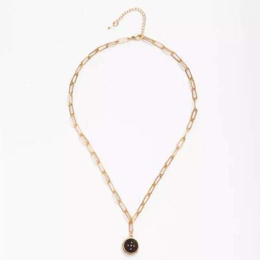 collier petite medaille noire