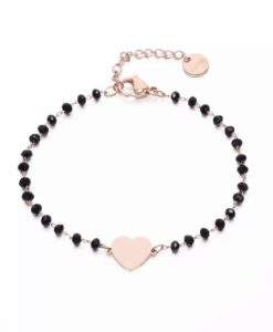 Bracelet femme perles noir