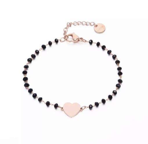 Bracelet femme perles noir