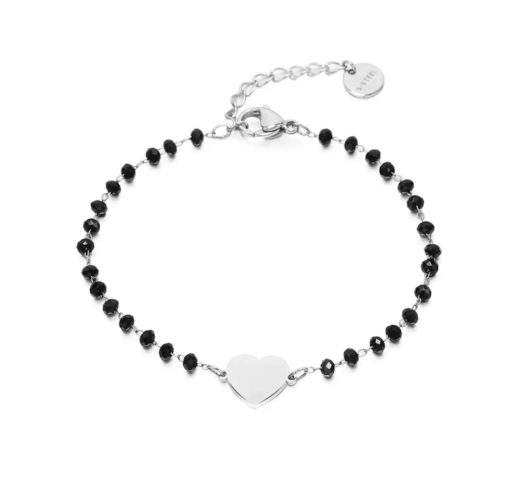 Bracelet perle noir argent