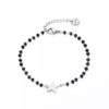 Bracelet plaque argent perles noir