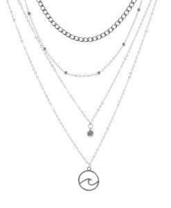 Collier multirangs chaîne satellite argent