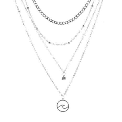 Collier multirangs chaîne satellite argent