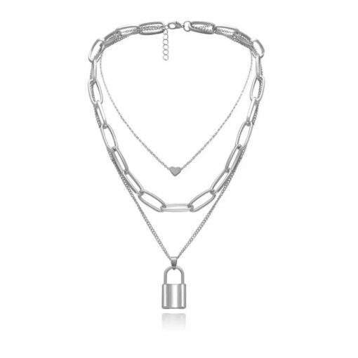 Collier trois rangs maillon argent