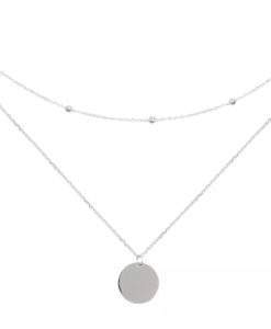 Collier 2 rangs argent medaille