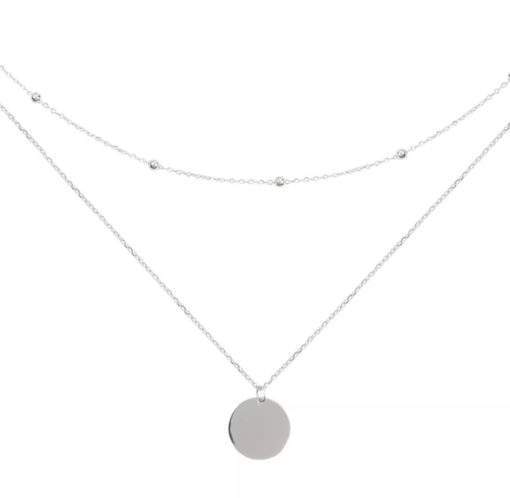 Collier 2 rangs argent medaille