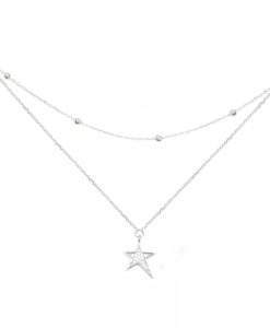 Collier double rang etoile argent