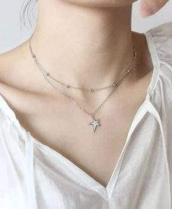 Collier double rang etoile argent