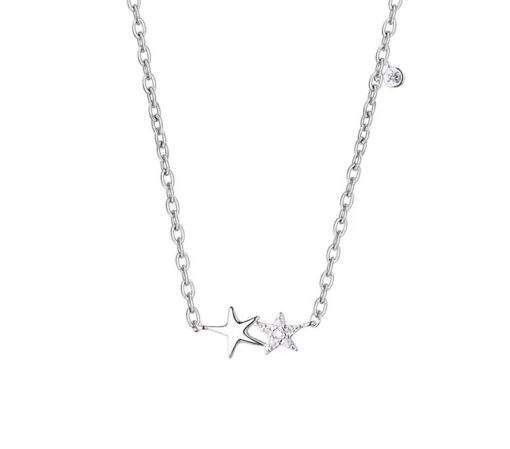 Collier etoile en argent rhodie