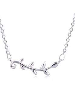 Collier laurier en argent rhodie