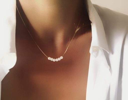 Collier tendance dore perles