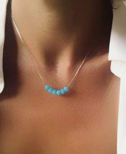 collier tendance bleu -collier perles bleues