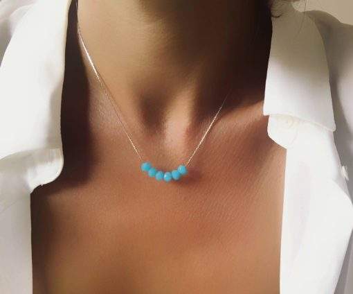 collier tendance bleu -collier perles bleues