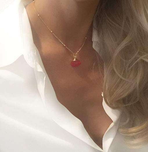 Collier fait-main jade rouge