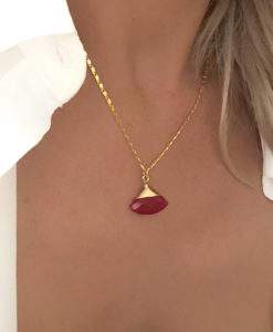 Collier fait-main pierre rouge