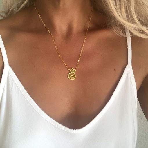 collier acier femme - ananas