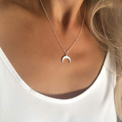 collier acier femme- croissant de lune