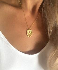 collier acier femme- lion