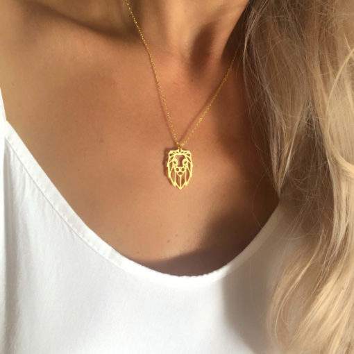 collier acier femme- lion