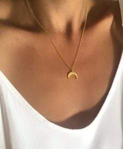 collier acier inoxydable- croissant de lune