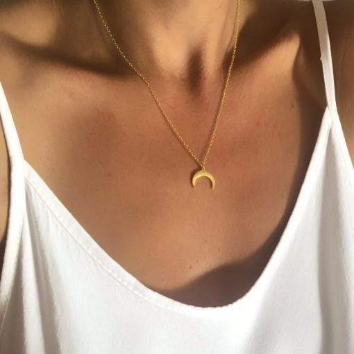 collier acier inoxydable- croissant de lune