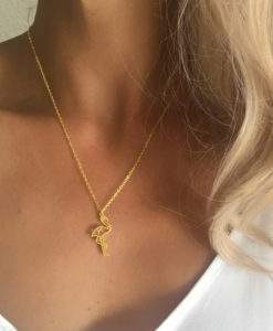 collier acier inoxydable- flamant rose