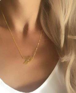 collier acier inoxydable- Oiseau dore