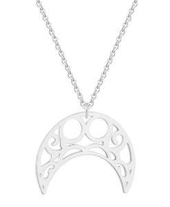 collier acier inoxydable corne lune