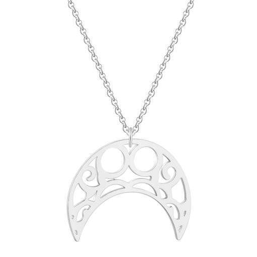 collier acier inoxydable corne lune