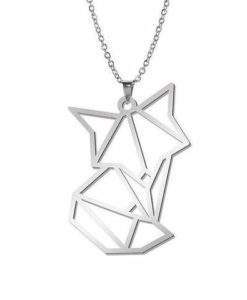 Bijoux origami- pendentif renard acier