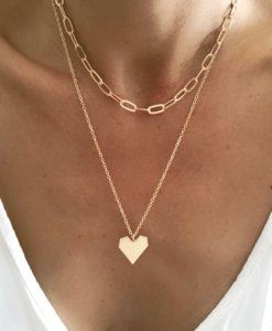 collier coeur dore