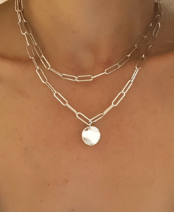 collier grosse maille medaille argent